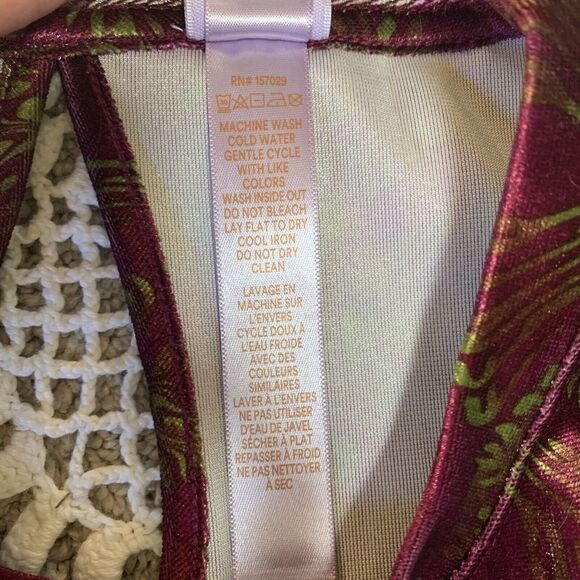 Savage X Fenty (M) Psychedelic Velvet Floral Top Shirt Blouse Fashion Pink Green - Picture 8 of 8